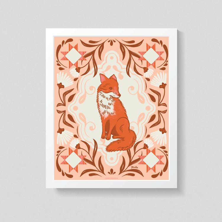 8x10 Art Print: Quilt Fox