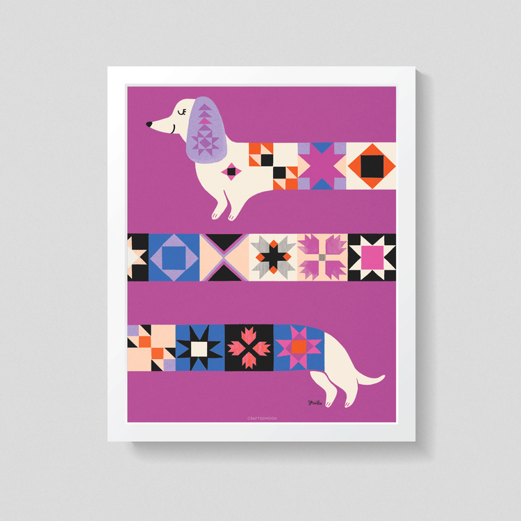 8x10 Art Print: Quilty Long Dog