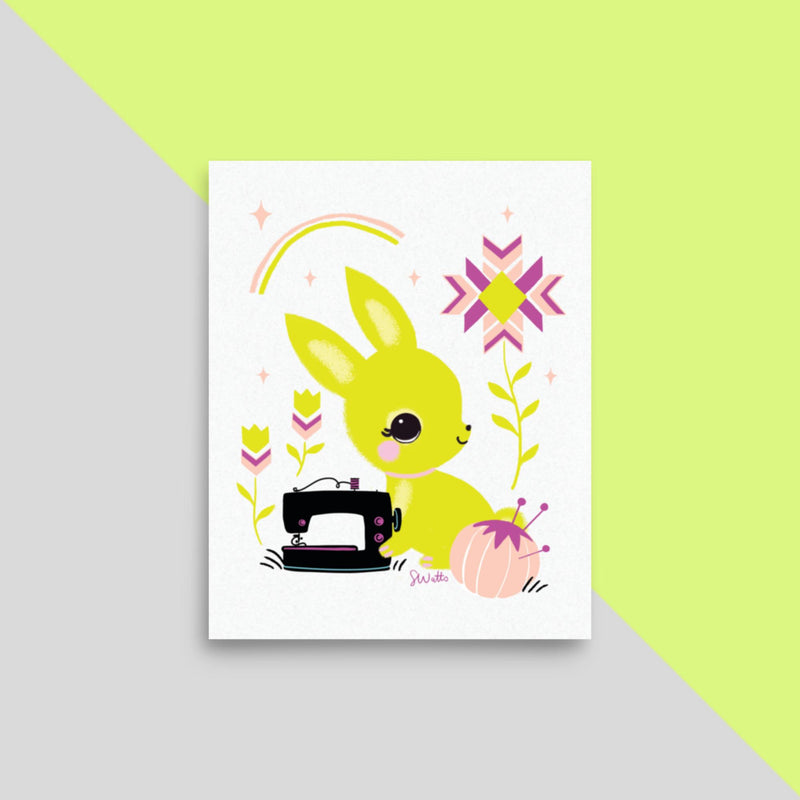 8x10 Art Print: Bunny Sew