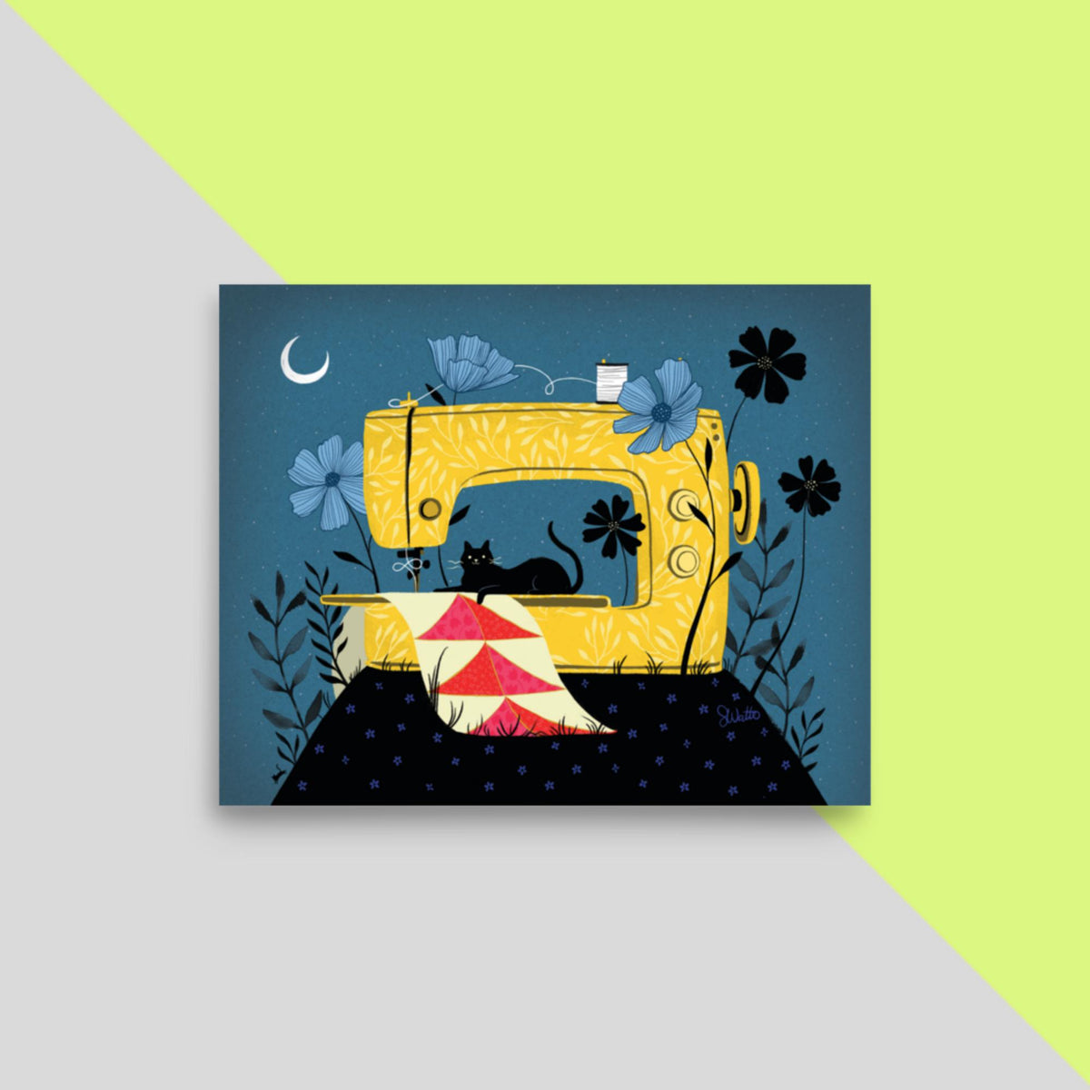 8x10 Art Print: Sewing Night