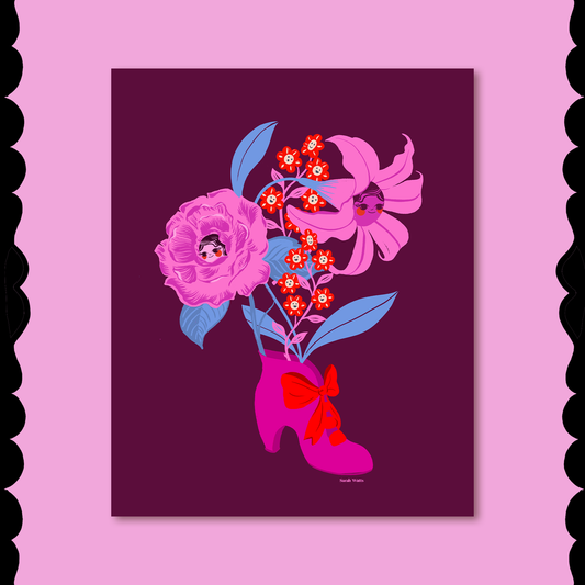 Chatty Garden Shoe Vase 8x10 Art Print